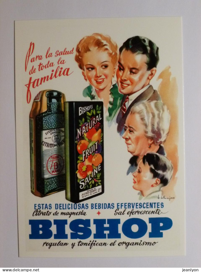 BOISSON AUX FRUITS - BOUTEILLE - BISHOP - Visage Famille - Carte Postale Moderne Espagnole Reproduisant Affiche Ancienne - Advertising