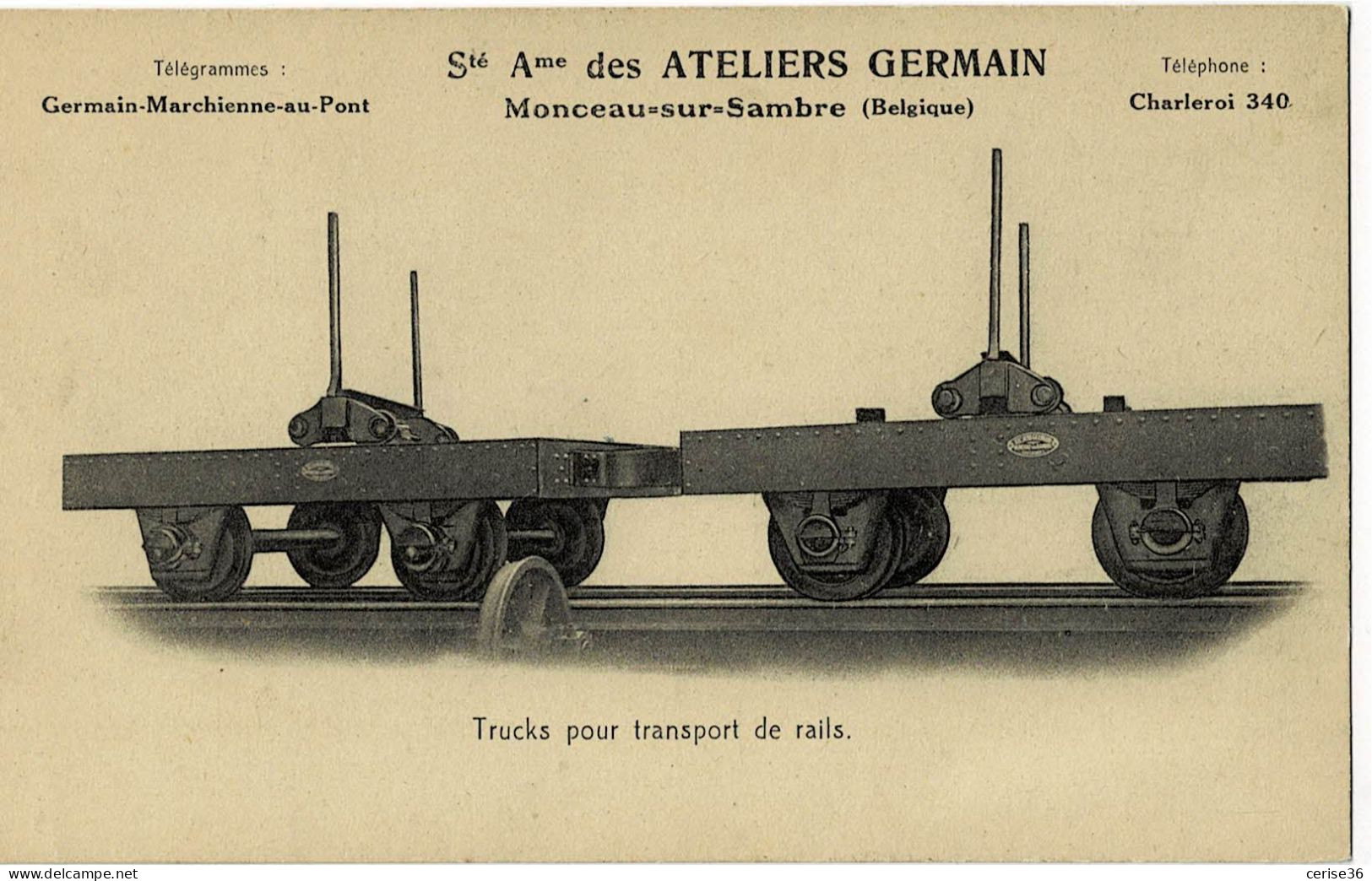 Sté Ame Des Ateliers Germain Monceau S/Sambre.Trucks Pour Transport De Rails - Trenes
