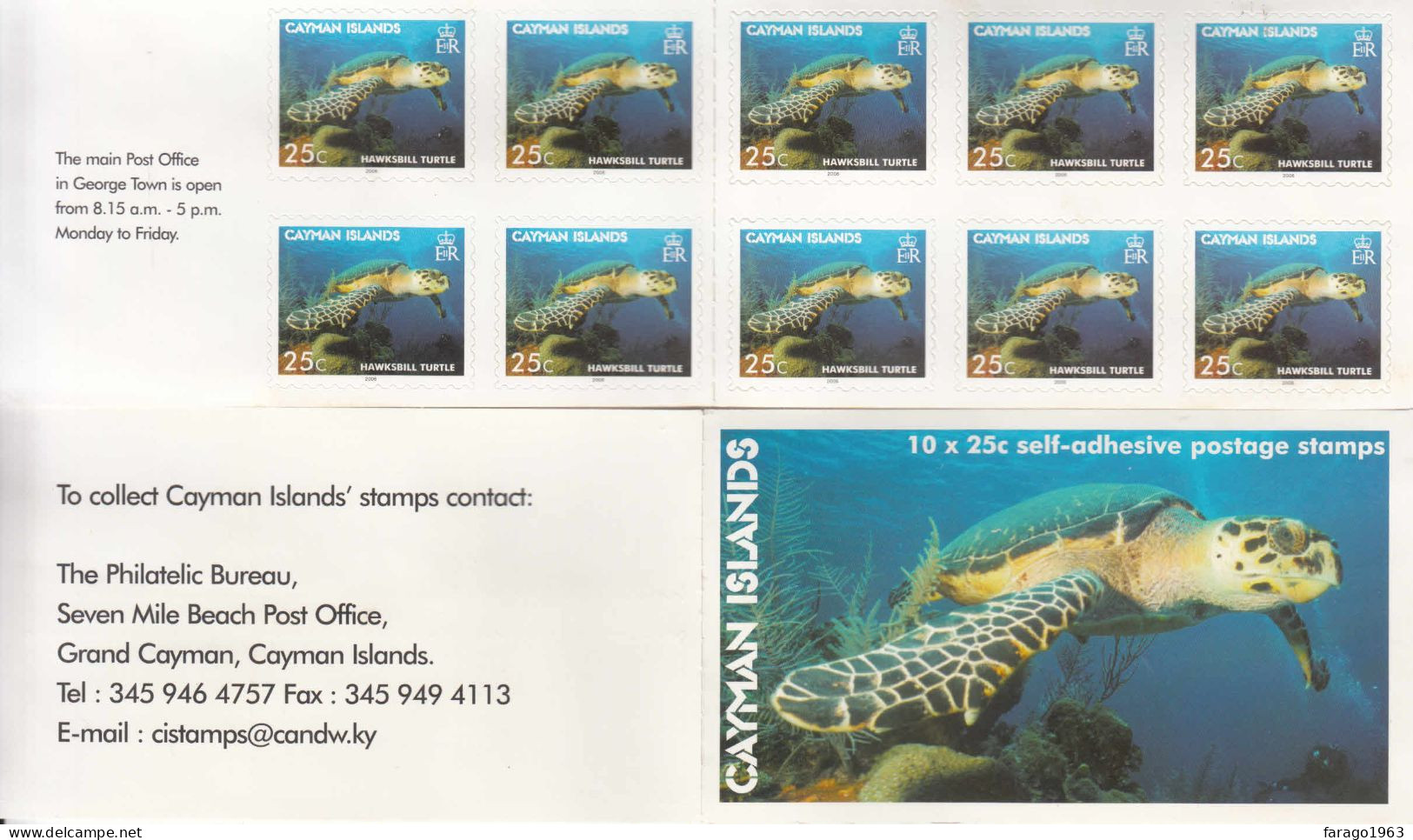 2006 Cayman Islands Marine Life Turtles Complete Booklet Of 10 MNH - Caimán (Islas)