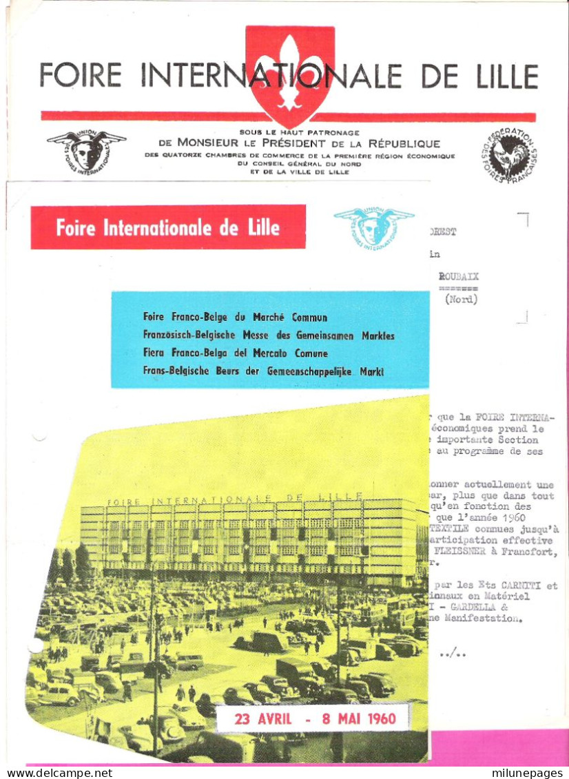 Lot Documents Foire De Lille 1960 Foire Franco-Belge Du Marché Commun Dépliant Photos Inscription - Programma's