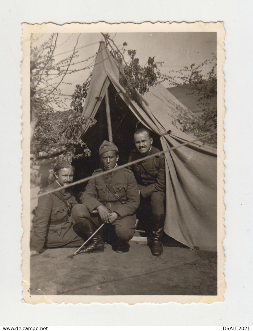 Ww2 Bulgaria Bulgarian Military Officers Pose To Field Tent, Vintage Orig Photo 6x8.3cm. (23459) - Krieg, Militär