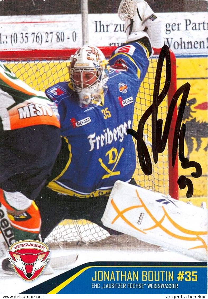 Autogramm Eishockey AK Jonathan Boutin EHC Lausitzer Füchse 11-12 Dynamo Weißwasser Augsburger Panther AEV Lillehammer - Sports D'hiver