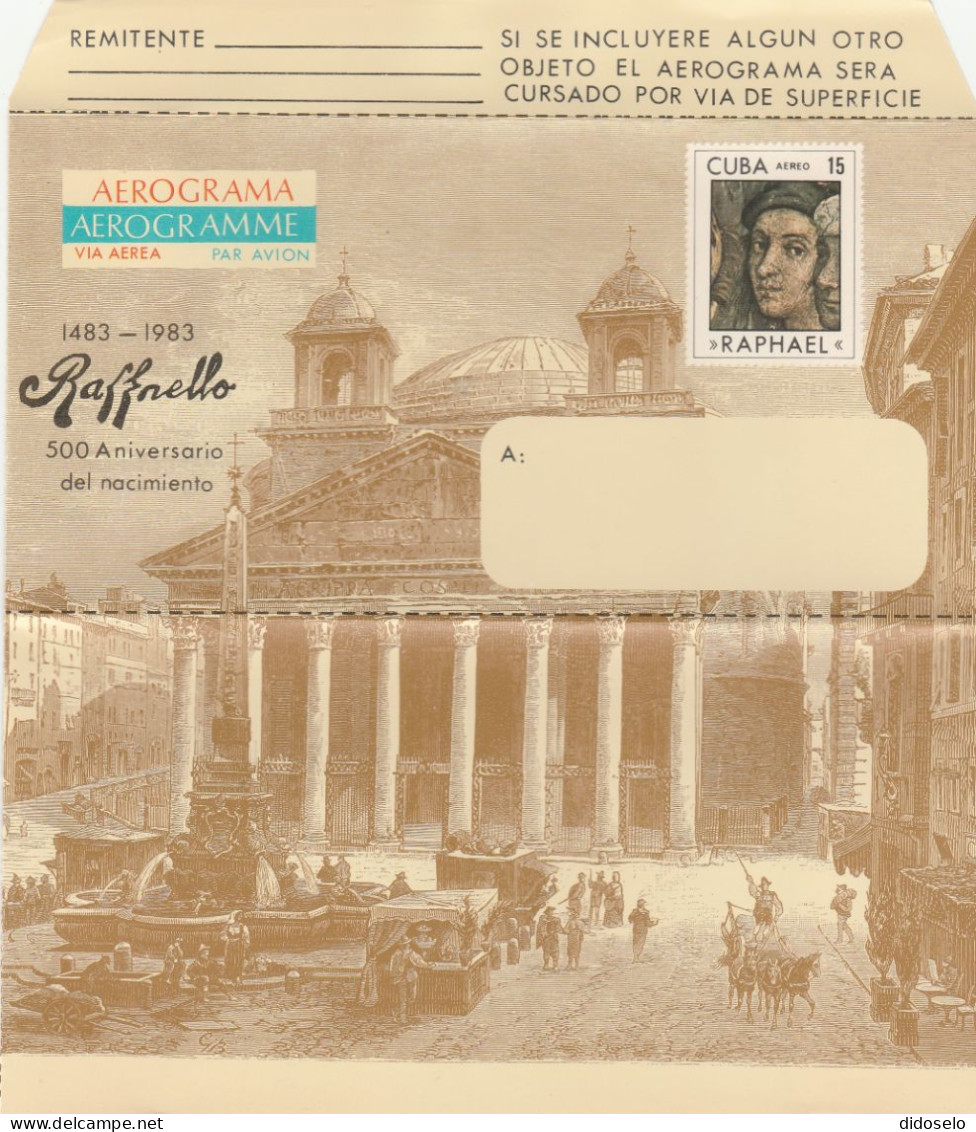 Cuba - 1983 - Raphael -  Aerogramme  / Unused - Sonstige & Ohne Zuordnung