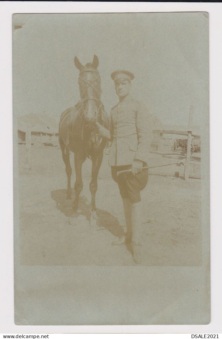 Ww1 Bulgaria Bulgarian Military Officer With Uniform, Pose With Horse, Vintage Field Orig Photo 8.8x13.9cm. (65287) - Krieg, Militär