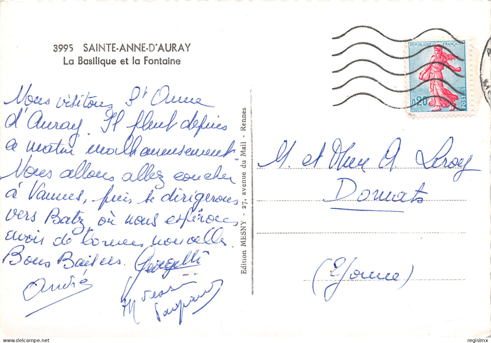 56-SAINTE ANNE D AURAY-N°3462-D/0053 - Sainte Anne D'Auray