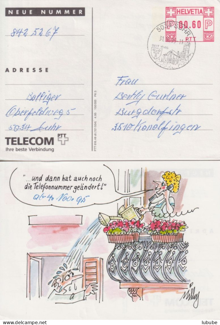 PTT Form 616.48  "... Und Dann Hat Auch Noch Die Telefonnummer Geändert"   Suhr        1995 - Interi Postali