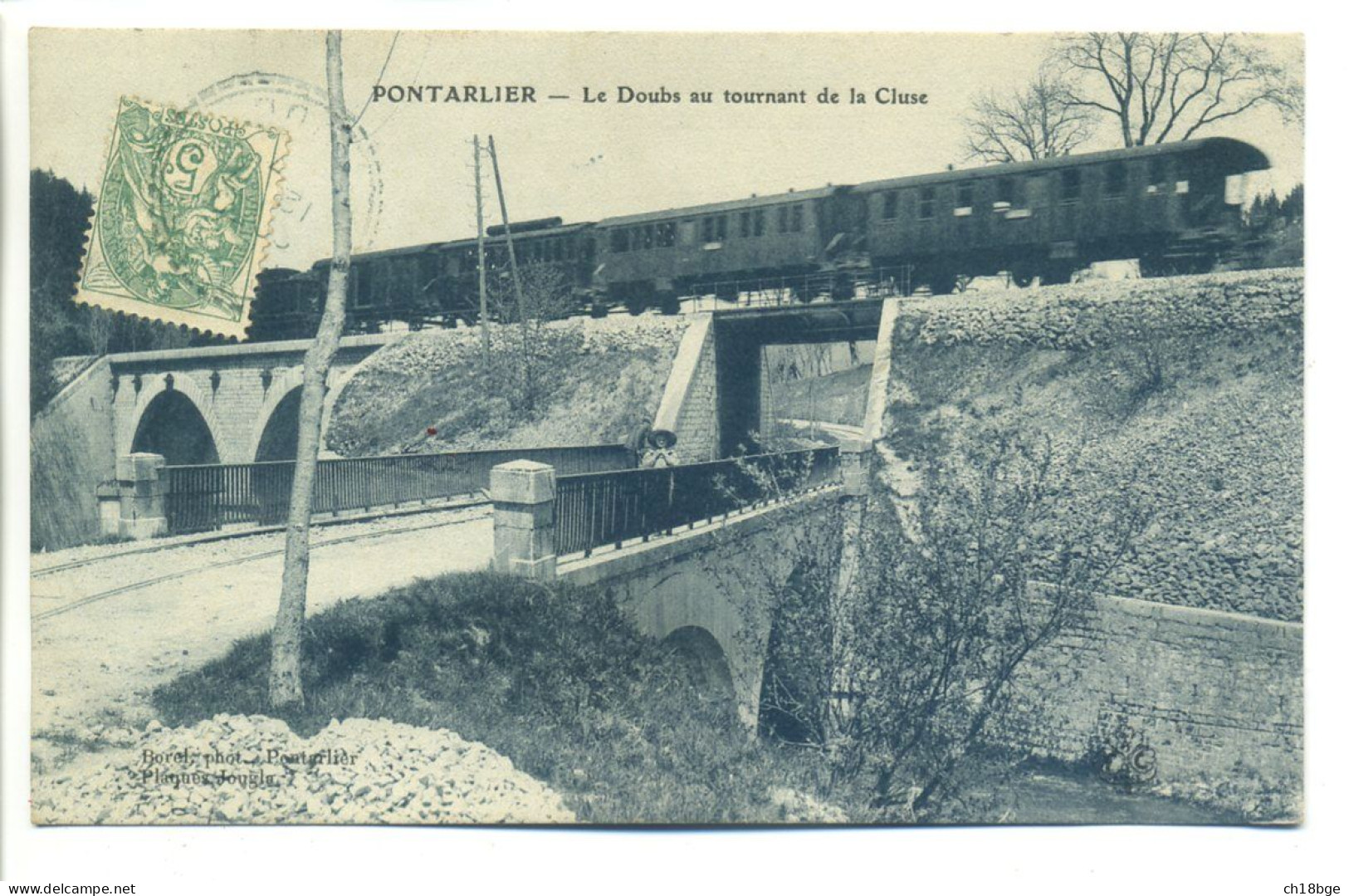 CPA 25 Doubs - PONTARLIER - Le Doubs Au Tournant De La Cluse - Passage Du Train, Chemin De Fer - Pontarlier