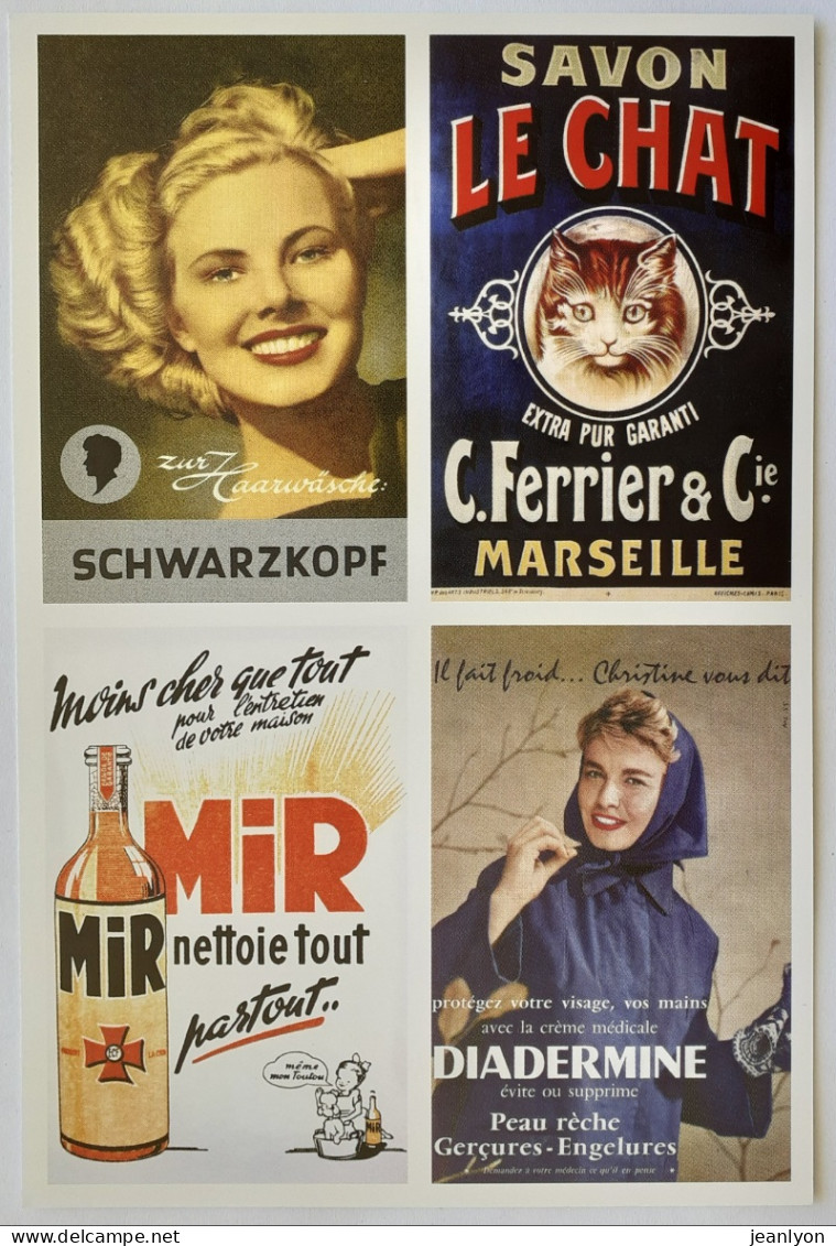 FEMME / Visage - Savon Le Chat - Carte Publicitaire Mir , Diadermine ... Reproduisant D'anciennes Affiches - Publicité