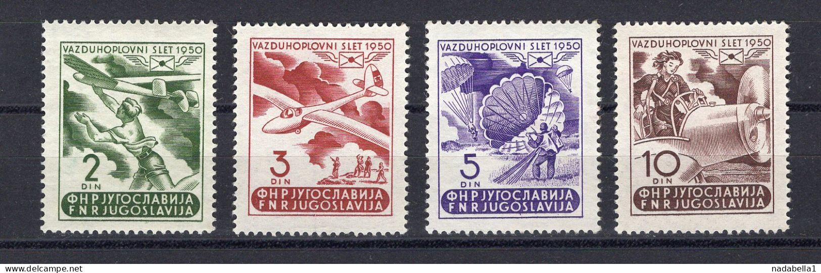 1950. YUGOSLAVIA,AVIATION MEETING,SET OF 4 STAMPS,MNH - Nuovi