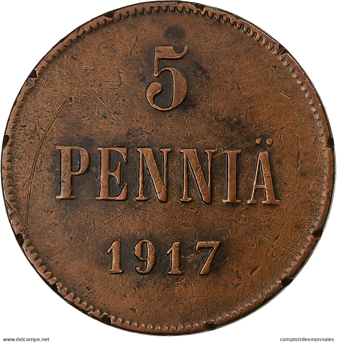 Finlande, Nicholas II, 5 Pennia, 1917, Cuivre, TTB, KM:17 - Finlande