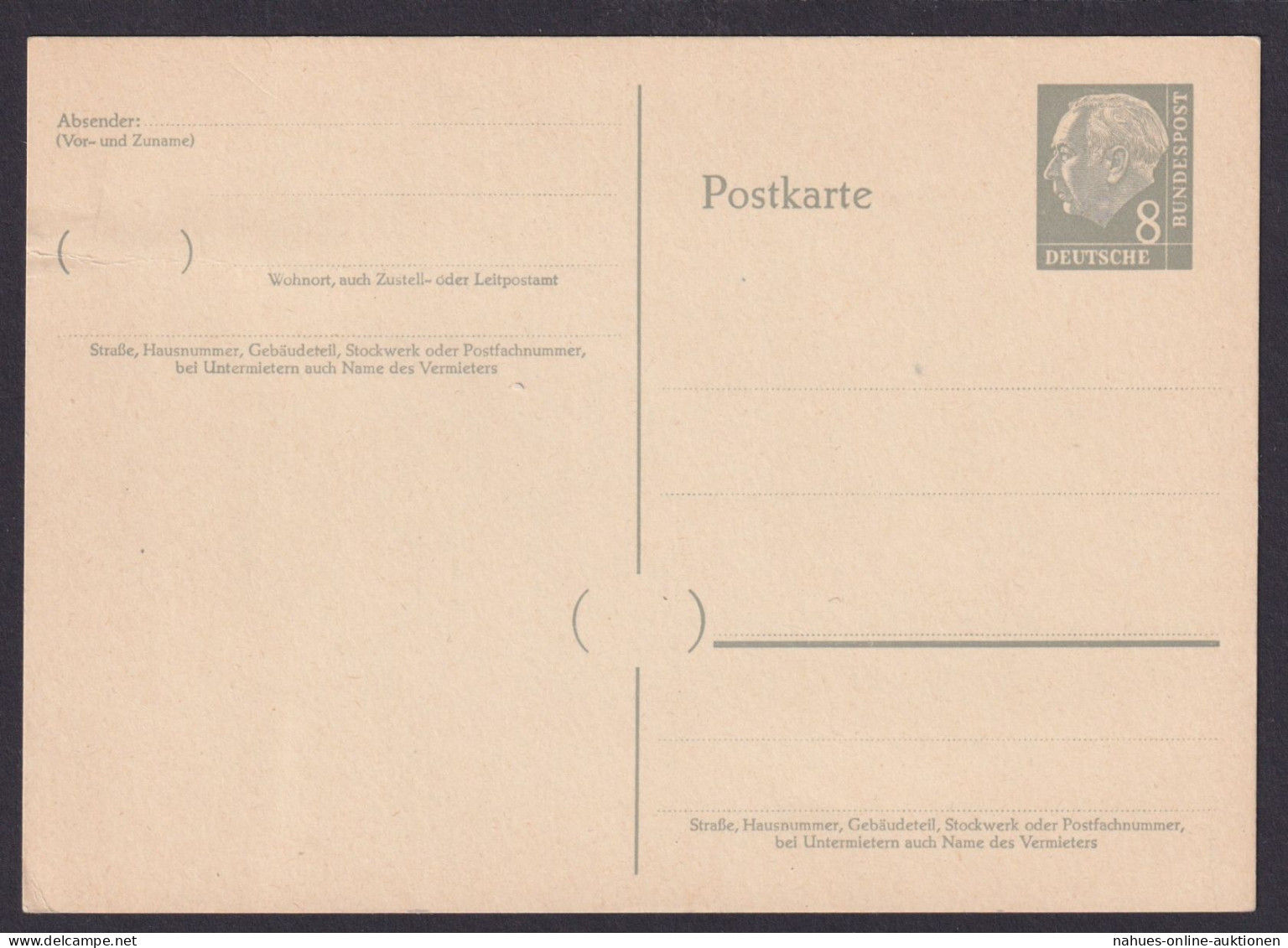 Bund Heuss Ganzsache P30 8 Pfg. Ausgabe 1956 - Postkaarten - Gebruikt