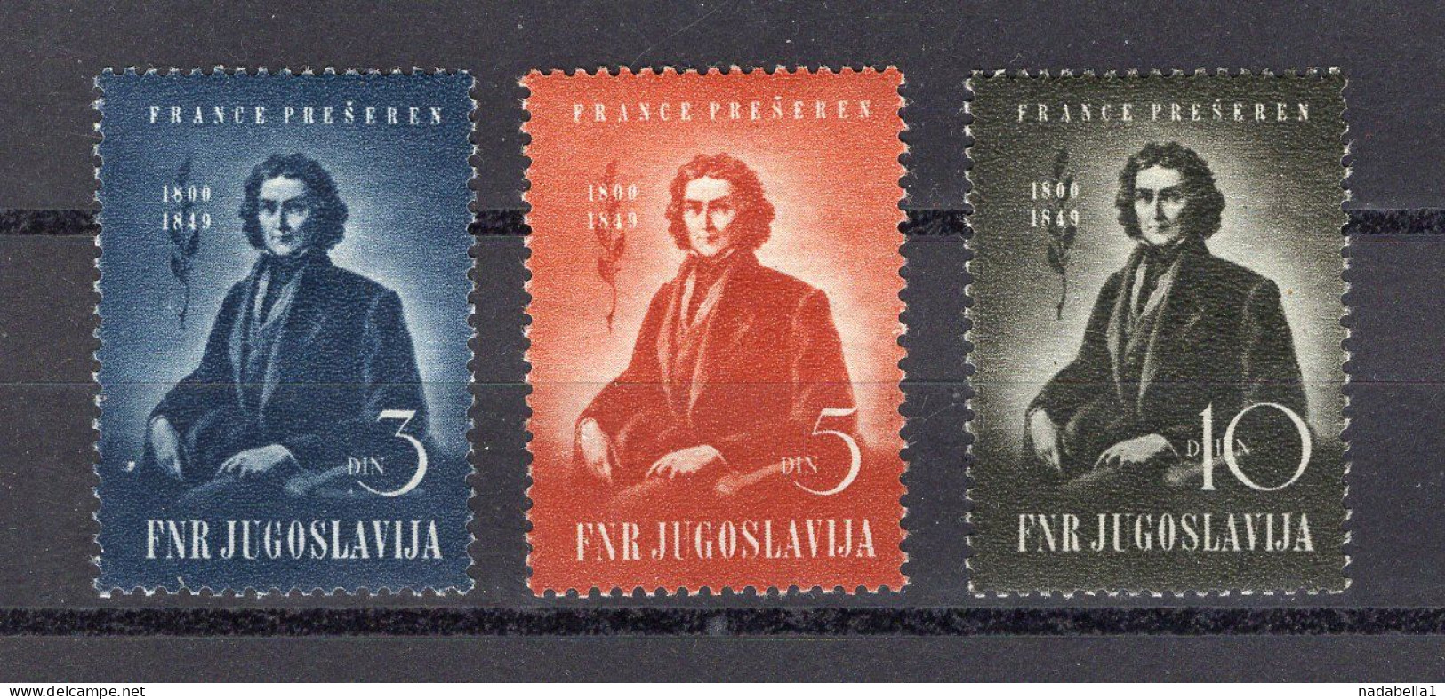 1949. YUGOSLAVIA,FRANCE PRESEREN 1800-1949,SET OF 3 STAMPS,MNH - Neufs