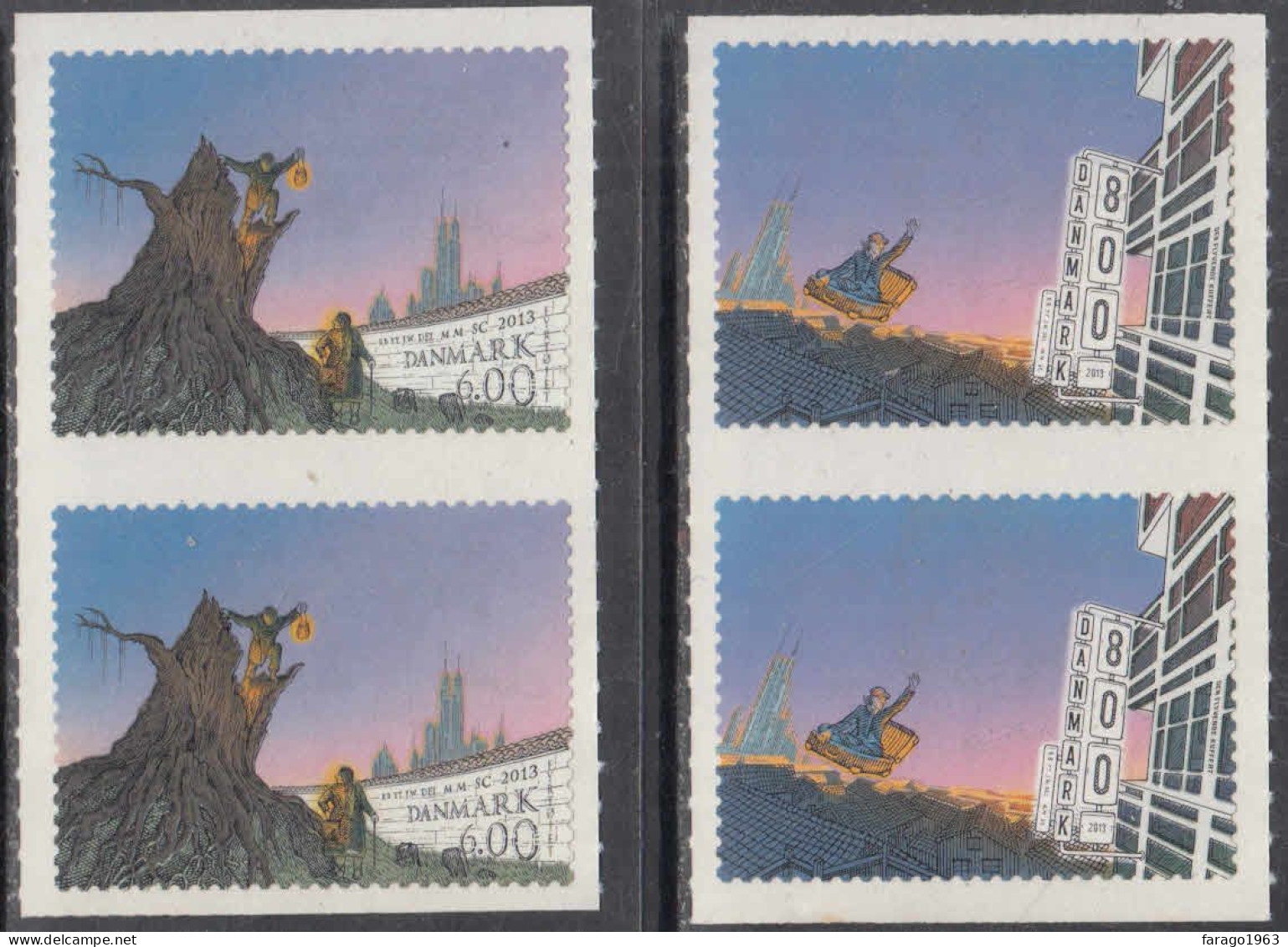2013 Denmark Hans Christian Andersen Self Adhesives From Booklet Complete Set Of 2 Pairs MNH @ 50% FACE VALUE - Neufs
