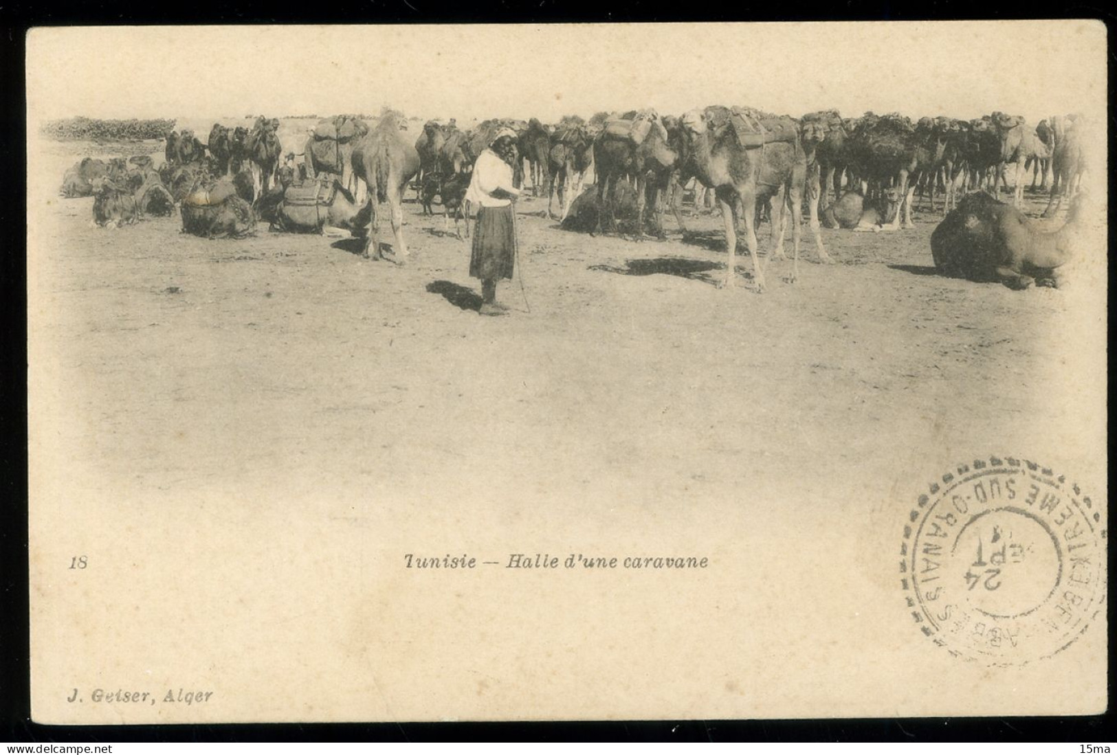 Tunisie Halte D'une Caravane Geiser Beni Abbes Extreme Sud Oranais Carte Molle - Tunisia