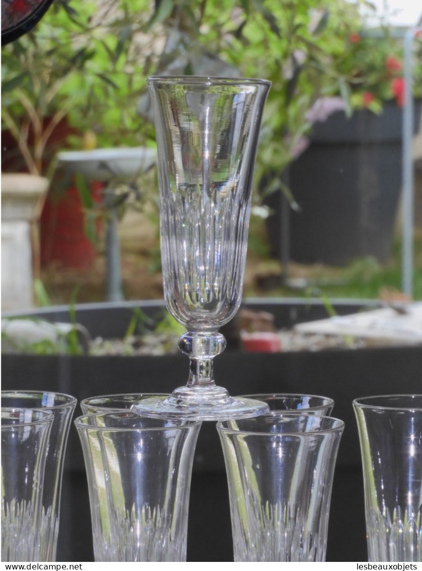 -8 FLUTES A CHAMPAGNE CRISTAL CÔTES TAILLEES XIXe BACCARAT/SAINT LOUIS?     E - Glas & Kristal