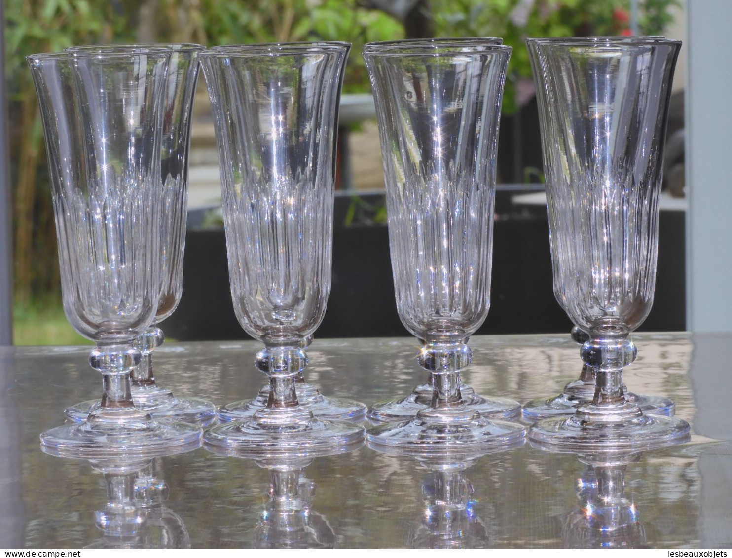 -8 FLUTES A CHAMPAGNE CRISTAL CÔTES TAILLEES XIXe BACCARAT/SAINT LOUIS?     E - Glas & Kristall