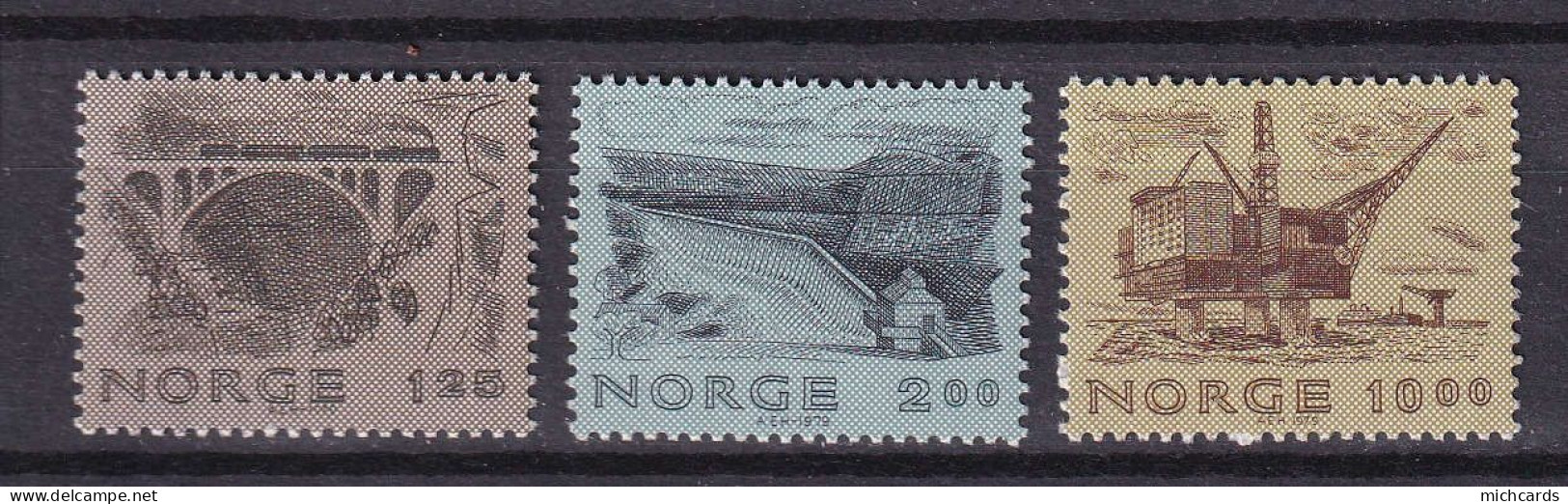 175 NORVEGE 1979 - Y&T 758/60 - Pont Barrage Petrole - Neuf ** (MNH) Sans Charniere - Unused Stamps