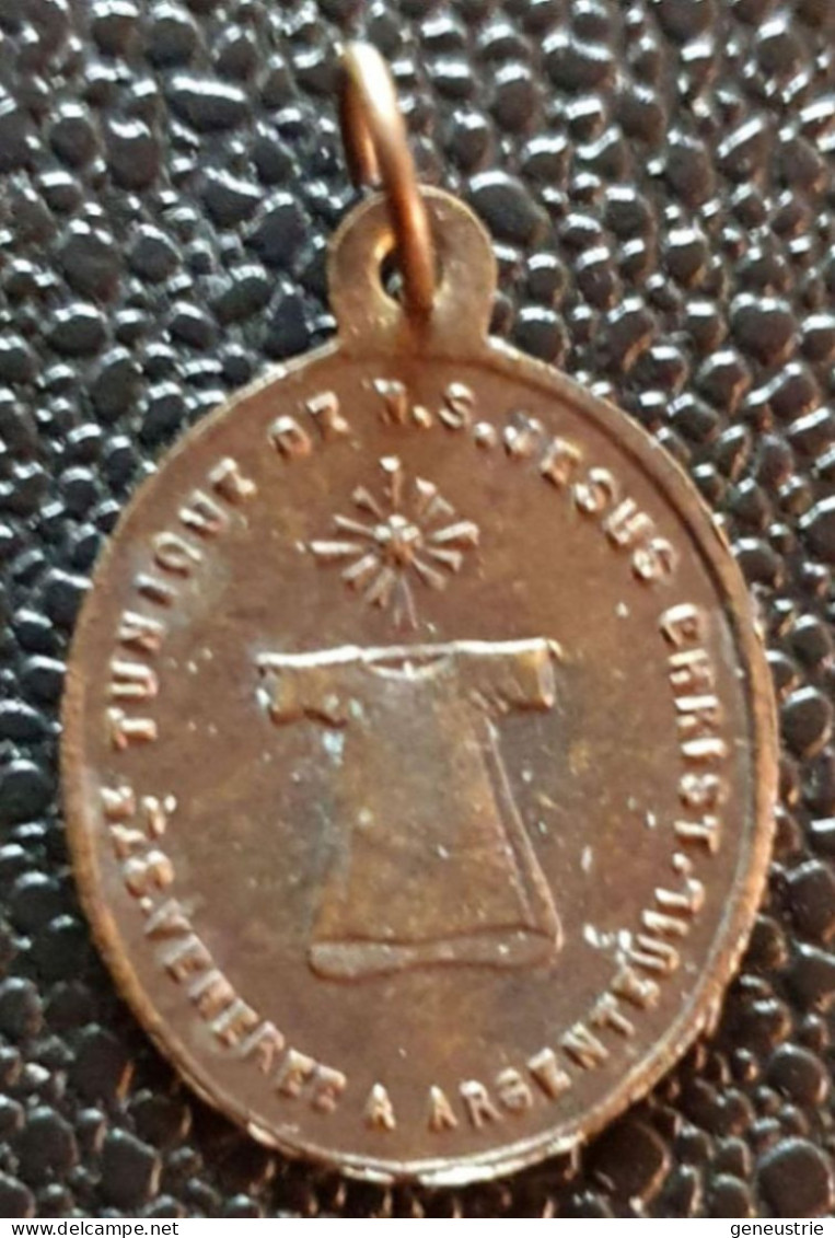 Médaille Religieuse Cuivre Fin XIXe "Sainte Tunique D'Argenteuil / Sacré-Coeur De Jésus" Religious Medal - Religion & Esotérisme