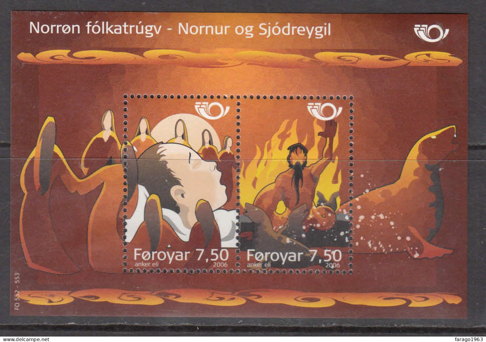 2006 Faroe Islands Norse Folklore Stories Legends Souvenir Sheet MNH @ BELOW FACE VALUE - Färöer Inseln