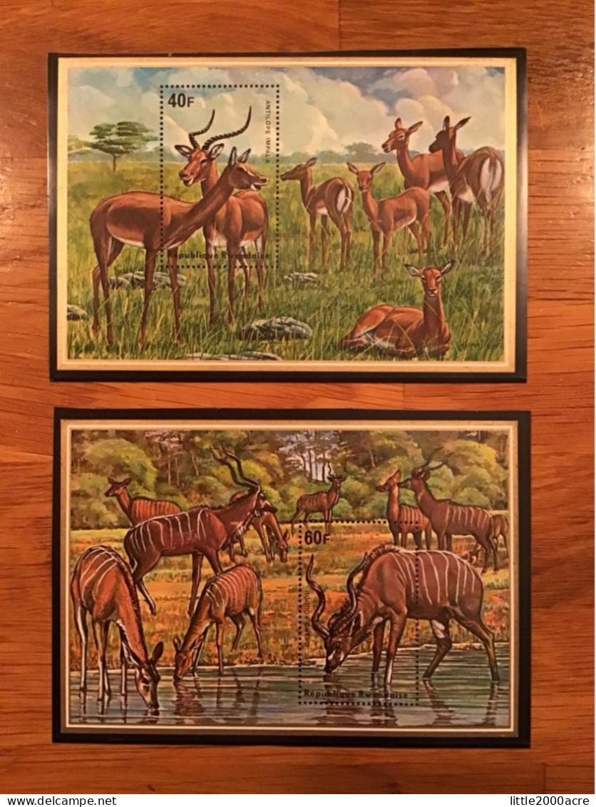 Rwanda 1975 Antelopes M/S X2 MNH Yv 45 & 46 - Unused Stamps