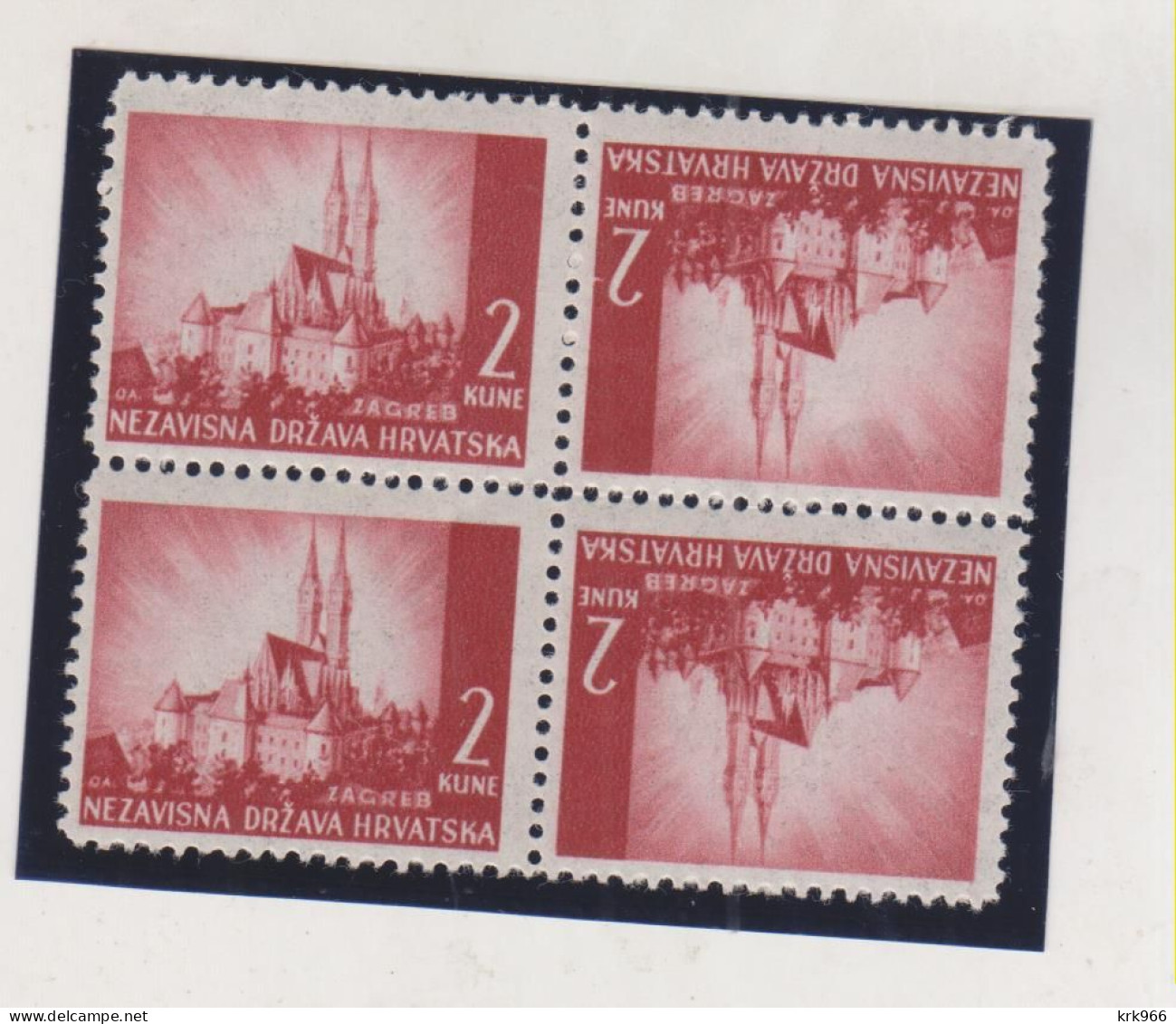 CROATIA WW II, 2 Kn Landscape Tete Beche  Bloc Of 4  MNH - Croazia