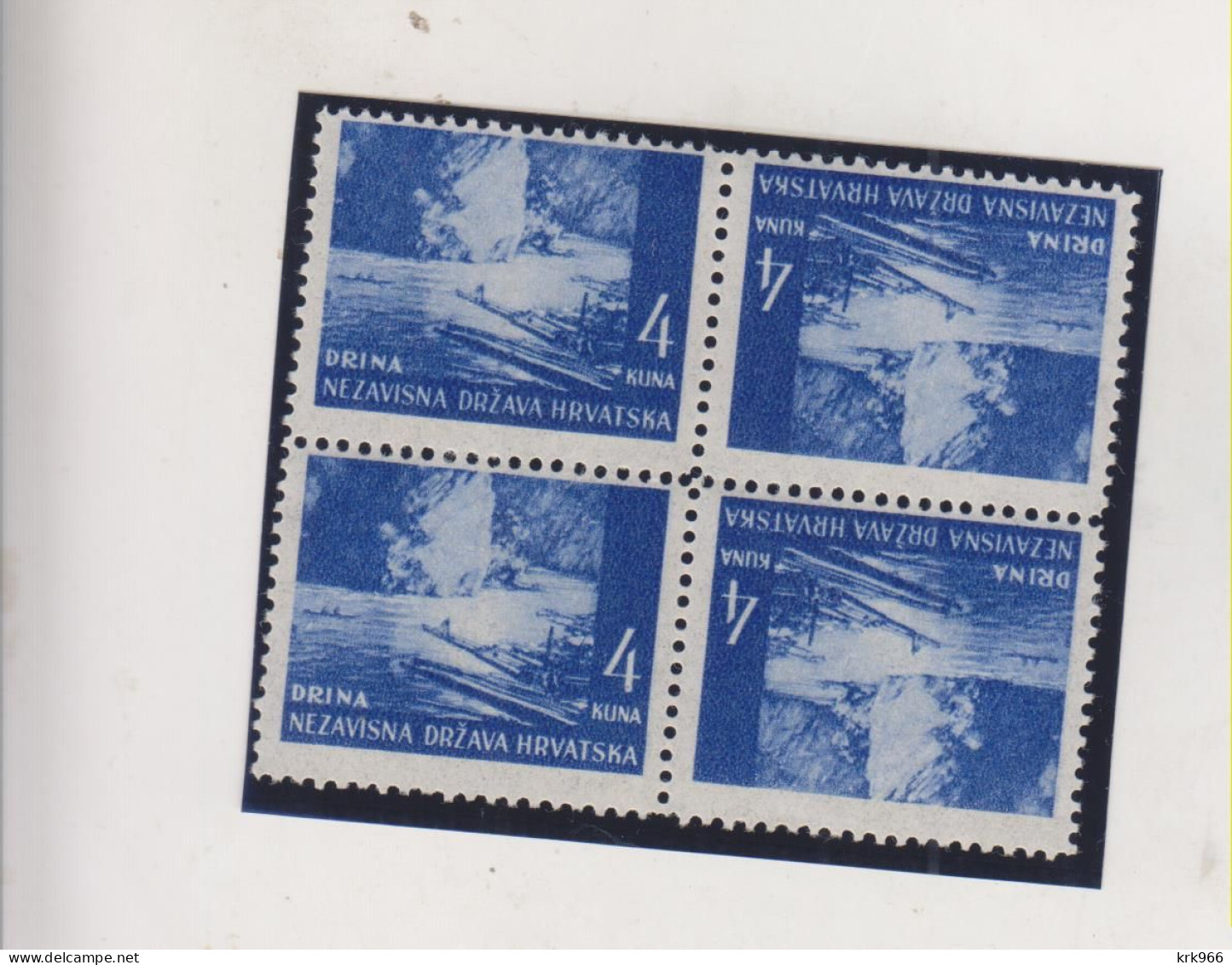 CROATIA WW II, 4 Kn Landscape Tete Beche  Bloc Of 4  MNH - Kroatien