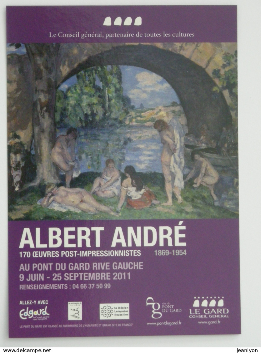 PEINTURE - POST - IMPRESSIONNISME - Albert André - Femmes / Baigneuses Sous Un Pont (tableau) - Carte Publicitaire Expo - Pintura & Cuadros