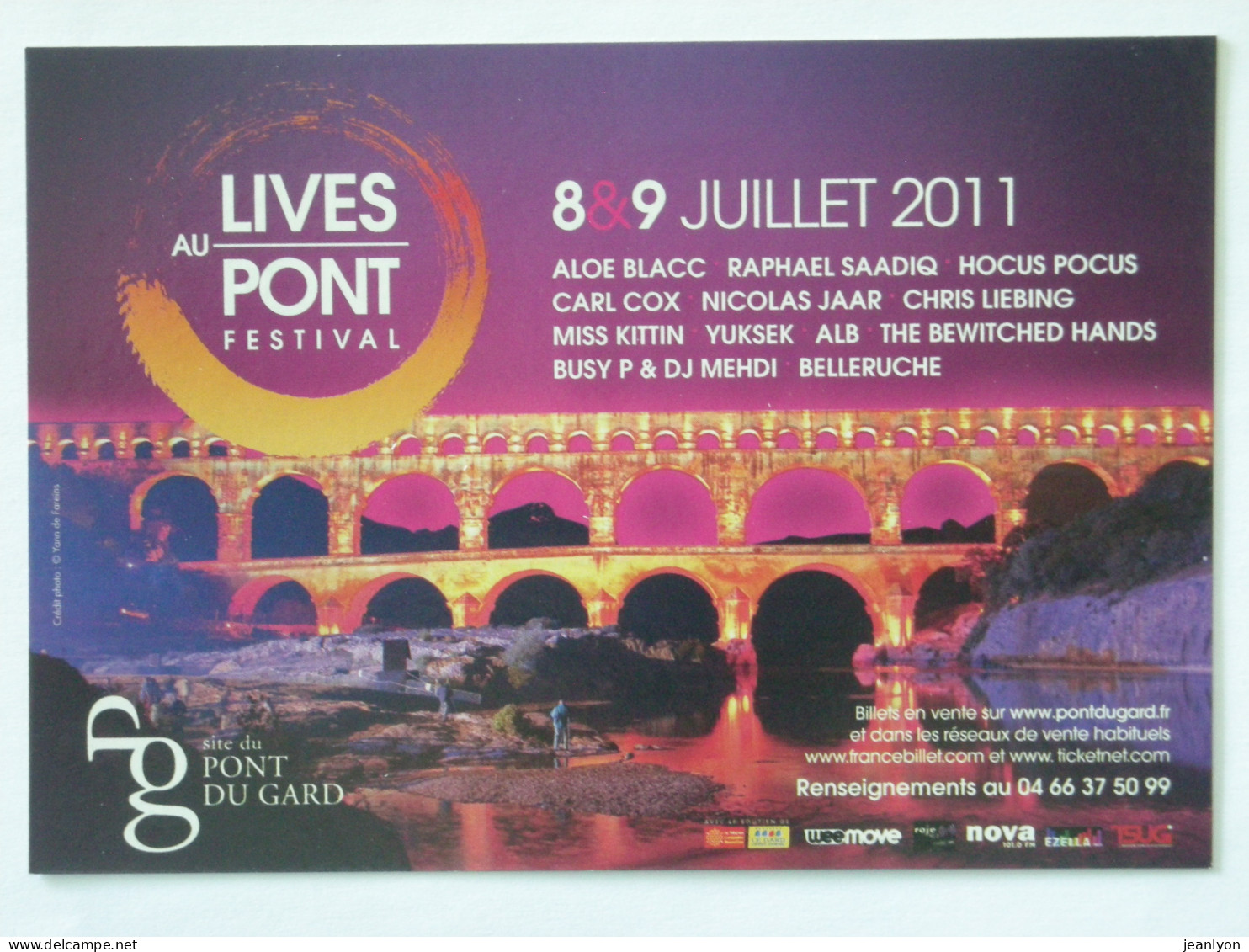 PONT DU GARD (30) - Vue Du Pont Illuminé De Nuit - Carte Publicitaire - Bruggen