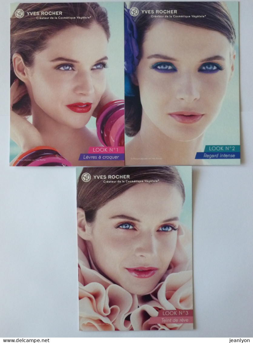 FEMME - VISAGE - MAQUILLAGE - Lot 3 Cartes Publicitaires Yves Rocher - Mode