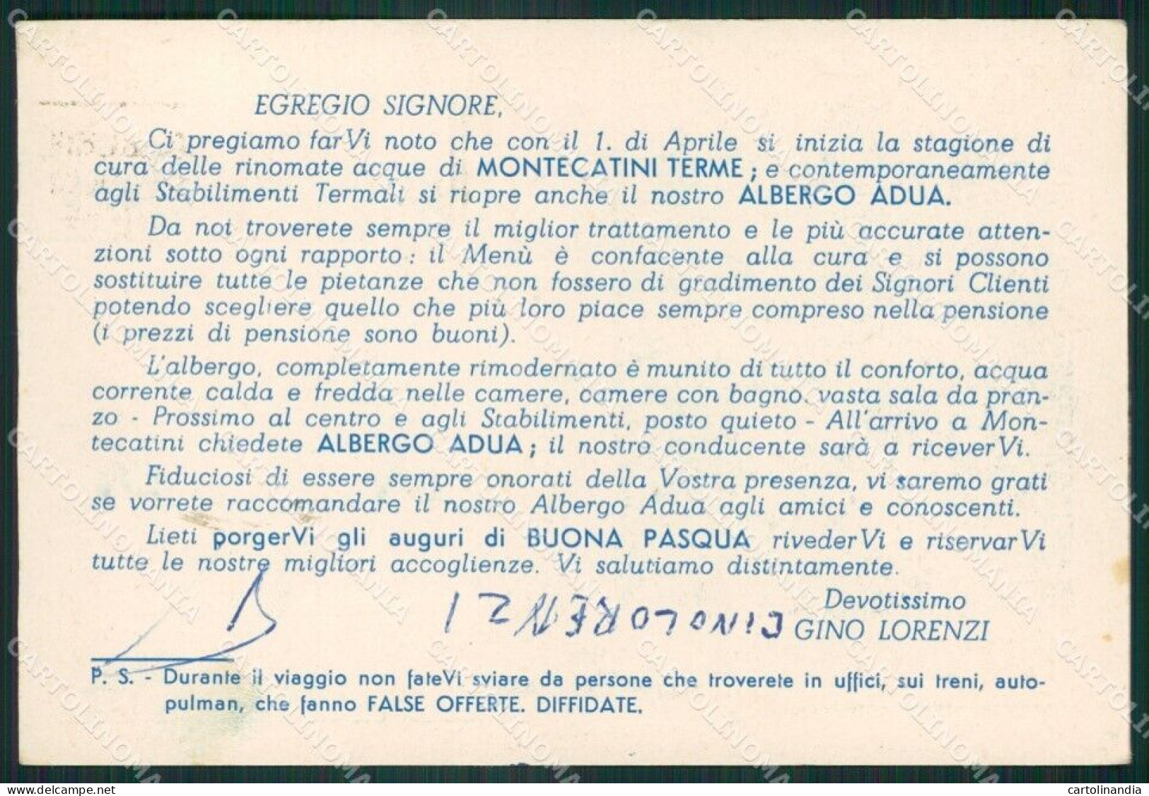 Pistoia Montecatini Terme Pubblicitaria FG Cartolina ZKM7791 - Pistoia