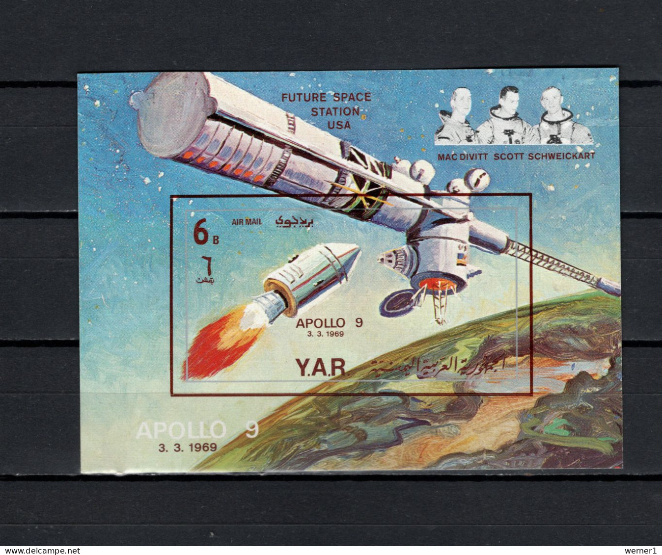 Yemen Arab Republic 1969 Space, Apollo 9, Future Space Station S/s MNH - Asien