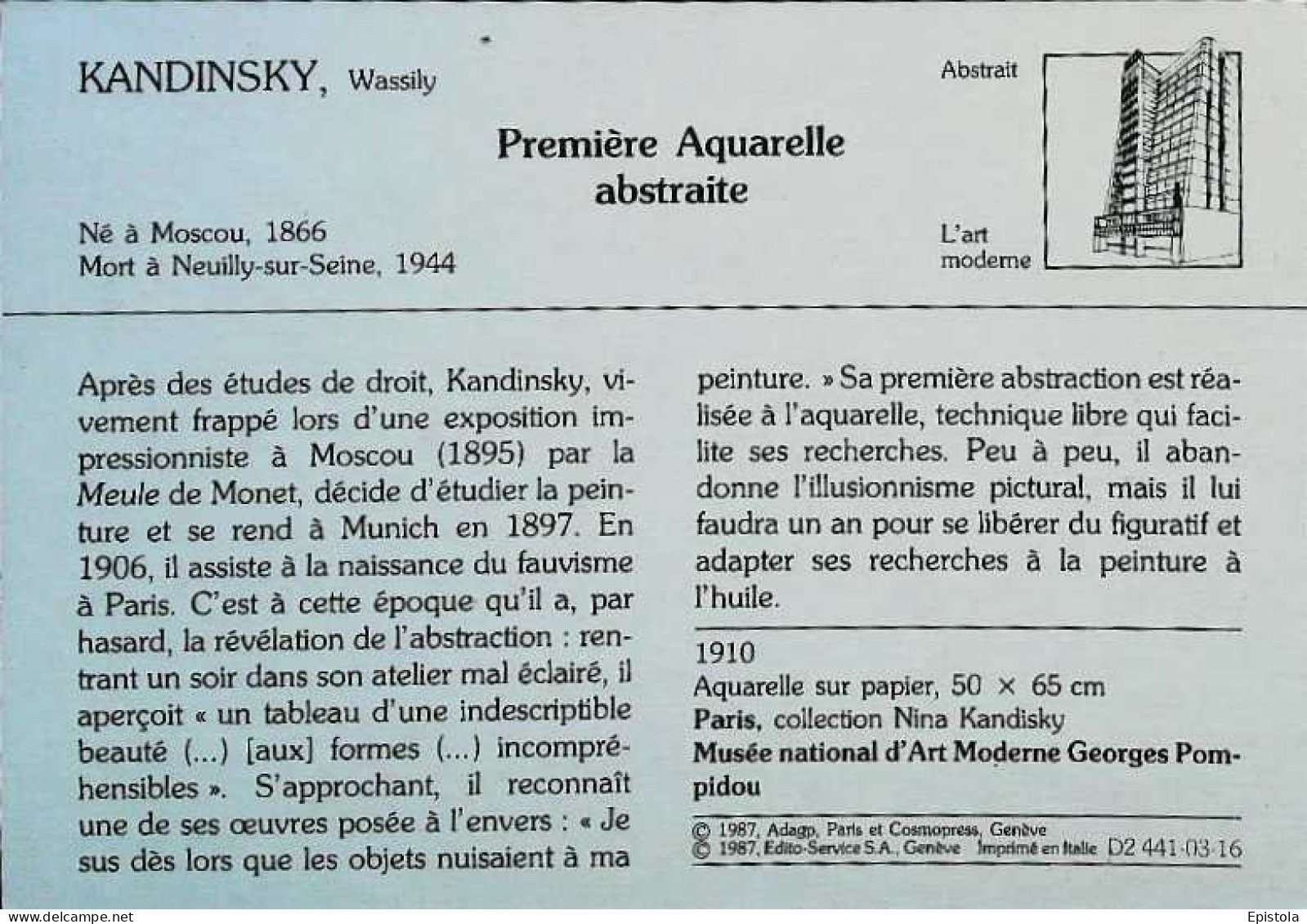 ►  Kandinsky  Première Aquarelle Abstraite - Pittura & Quadri