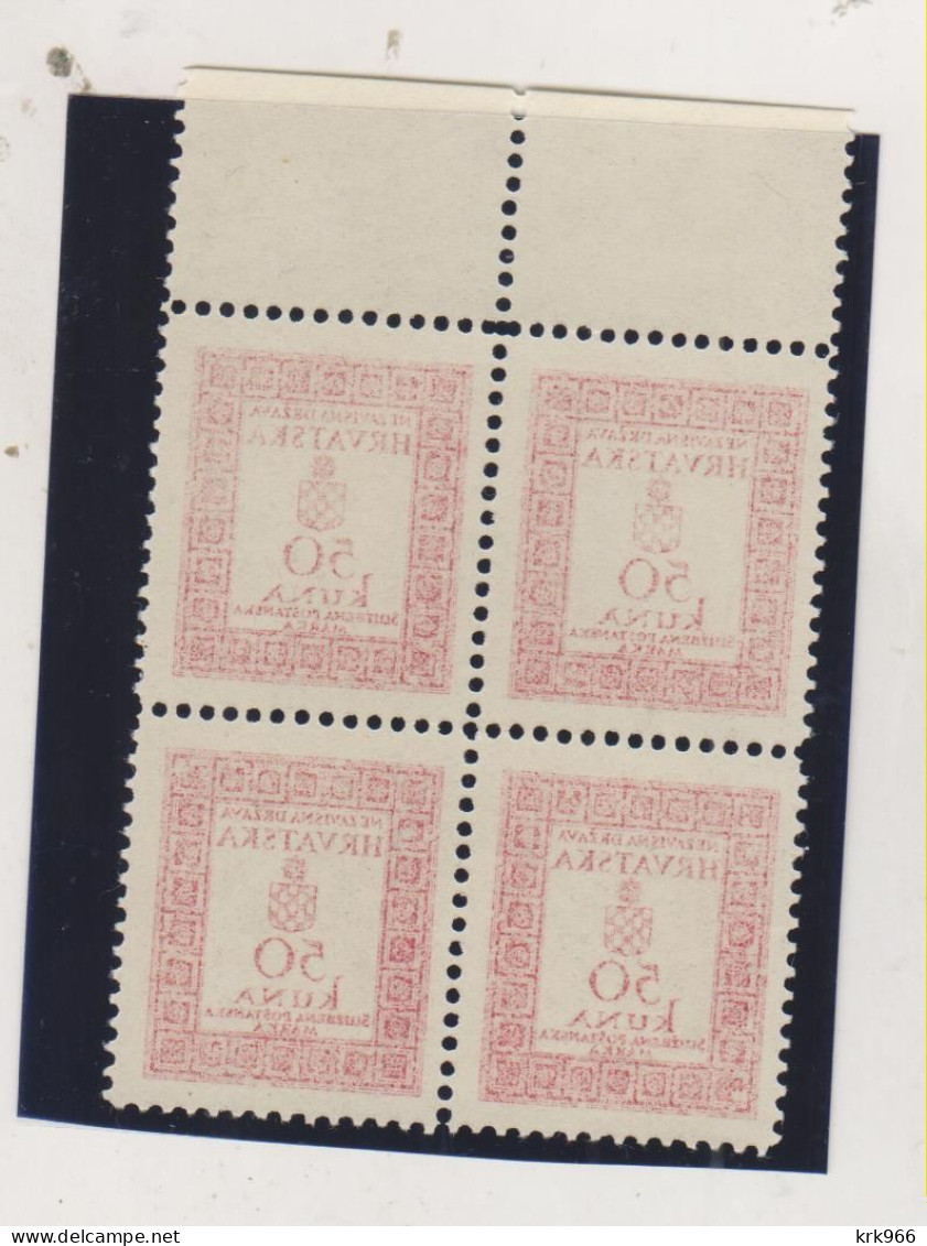 CROATIA WW II  , 50 Kn  Official Breakthrough Printed Bloc Of 4 MNH - Croazia