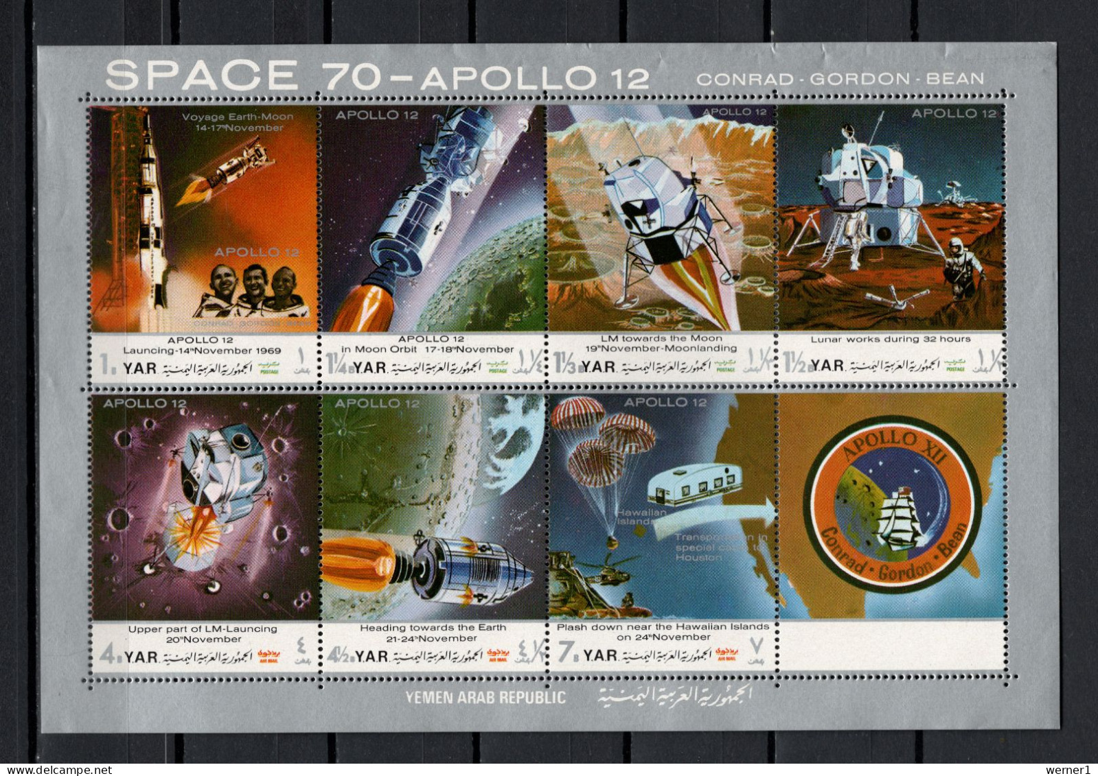 Yemen Arab Republic 1970 Space, Apollo 12 Sheetlet MNH - Asie