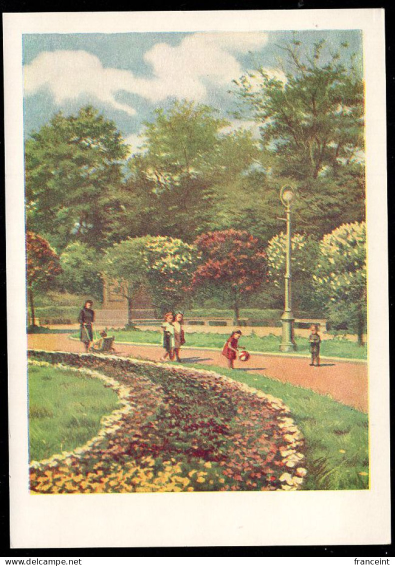 RUSSIA(1956) People Enjoying Park In Riga. 40 Kop Illustrated Postal Card. - 1950-59