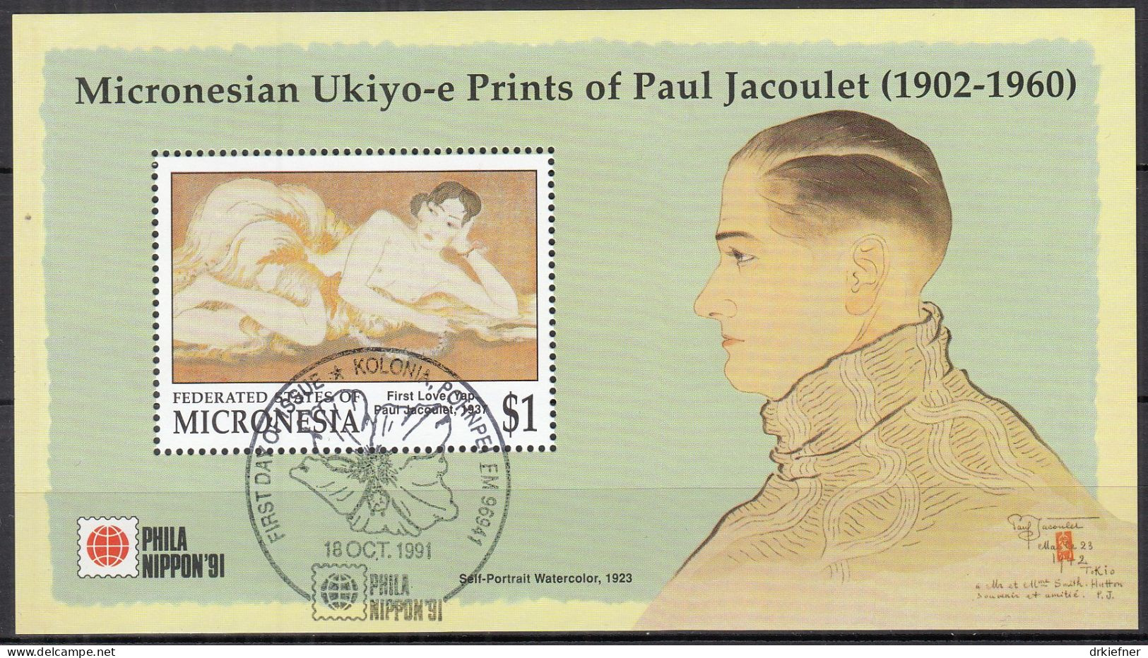 MIKRONESIEN  Block 10, Gestempelt, Int. Briefmarkenausstellung PHILANIPPON ’91, Tokio: Ukiyo-e-Farbholzschnitte, 1991 - Micronesia