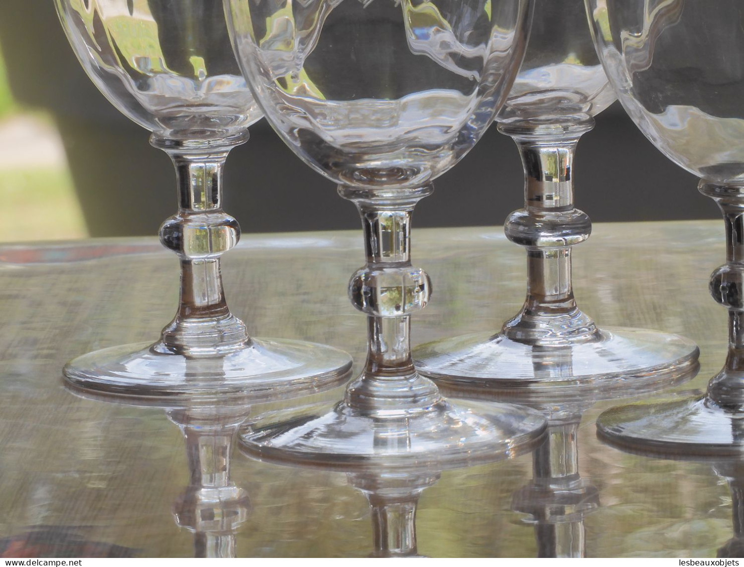 -5 SUPERBES GRANDS VERRES CRISTAL Gravé XIXe VERRES à EAU COLLECTION TABLE     E - Vetro & Cristallo