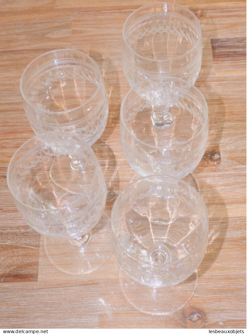 -5 SUPERBES GRANDS VERRES CRISTAL Gravé XIXe VERRES à EAU COLLECTION TABLE     E