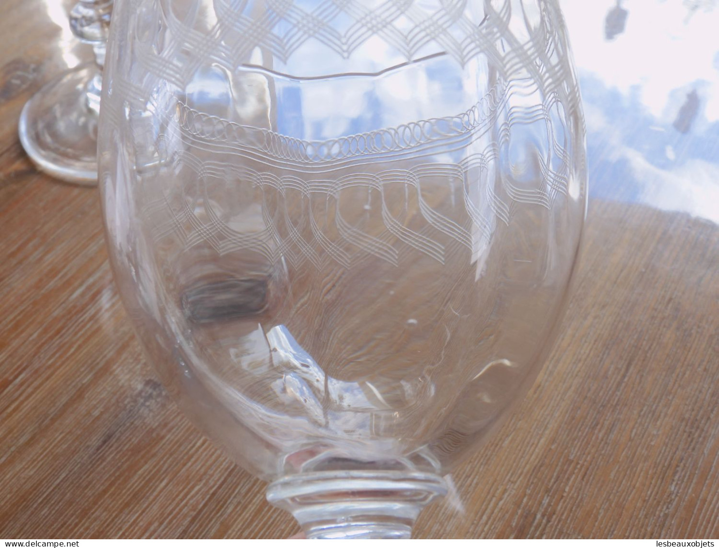 -5 SUPERBES GRANDS VERRES CRISTAL Gravé XIXe VERRES à EAU COLLECTION TABLE     E