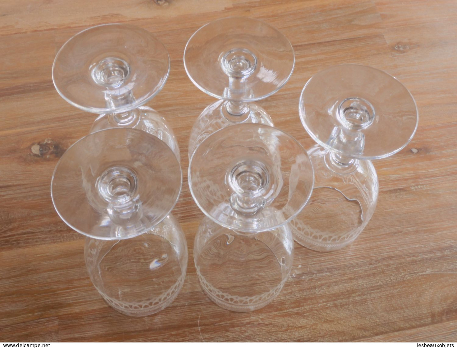 -5 SUPERBES GRANDS VERRES CRISTAL Gravé XIXe VERRES à EAU COLLECTION TABLE     E