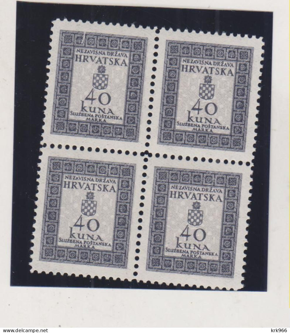 CROATIA WW II  , 40 Kn  Official Breakthrough Printed Bloc Of 4 MNH - Croazia