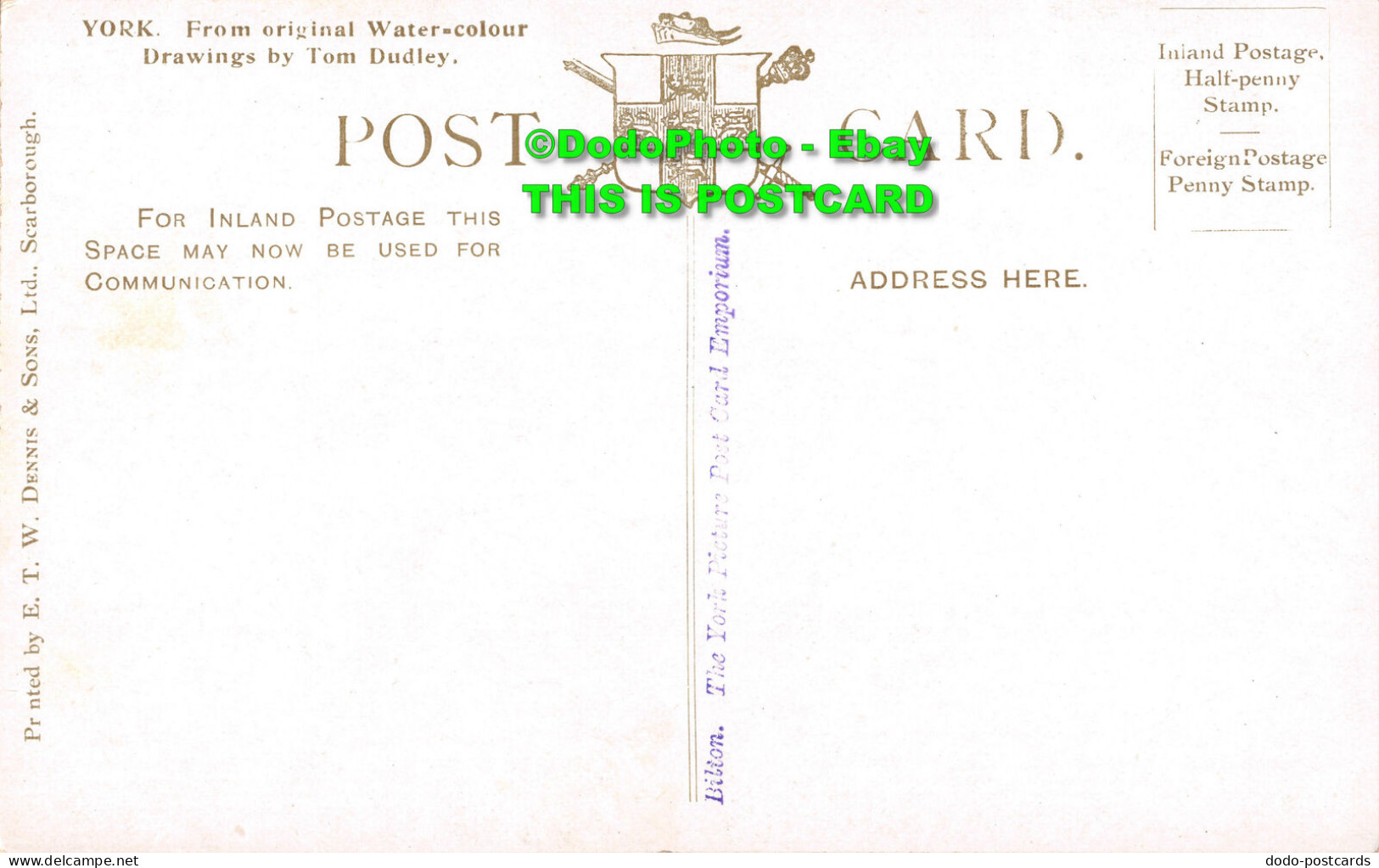R407536 York. E. T. W. Dennis. Tom Dudley. Postcard - Monde
