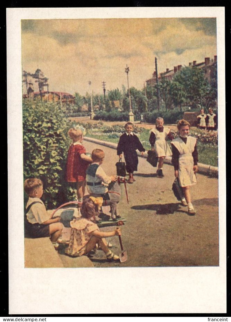 RUSSIA(1954) Children Enjoying A Sunny Day In The Park. 40 Kop Illustrated Postal Card. - 1950-59