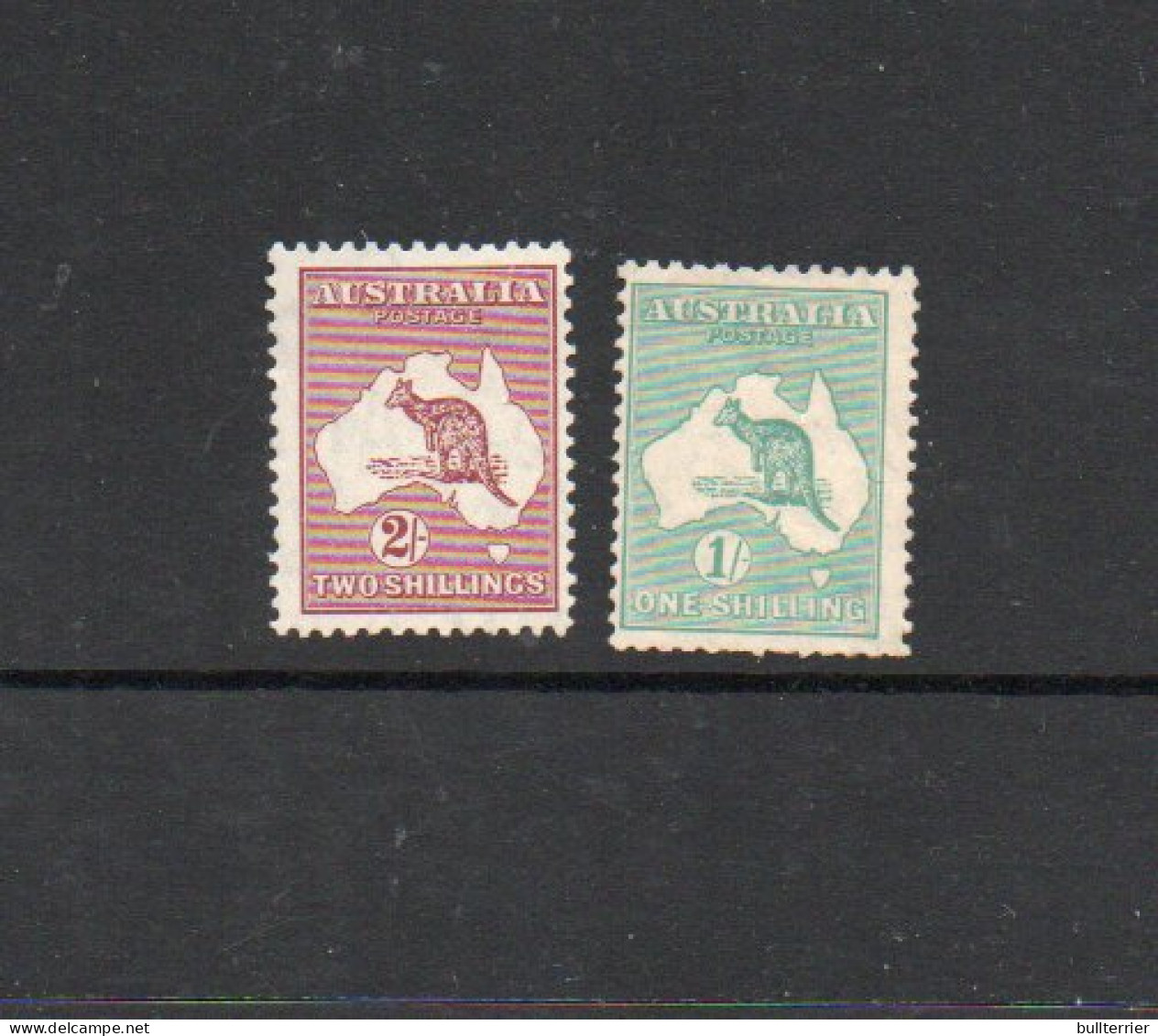 AUSTRALIA - 1913 - KANGAROO 1/- GREEN And 2/- PURPLE   MINT HINGED PREVIOUSLY -VERY FINE  , SG £83 - Nuovi