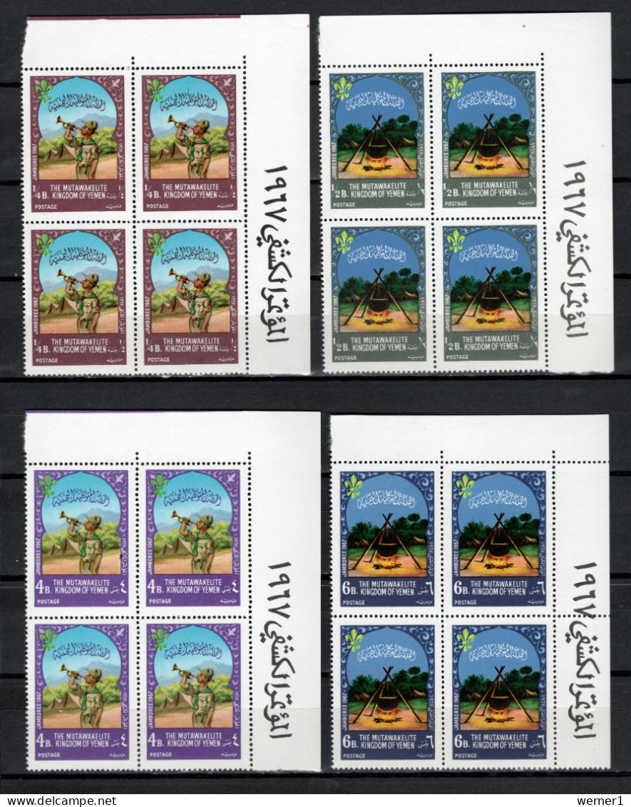 Yemen Kingdom 1967 Space, Scouts Set Of 7 In Blocks Of 4 MNH - Asien