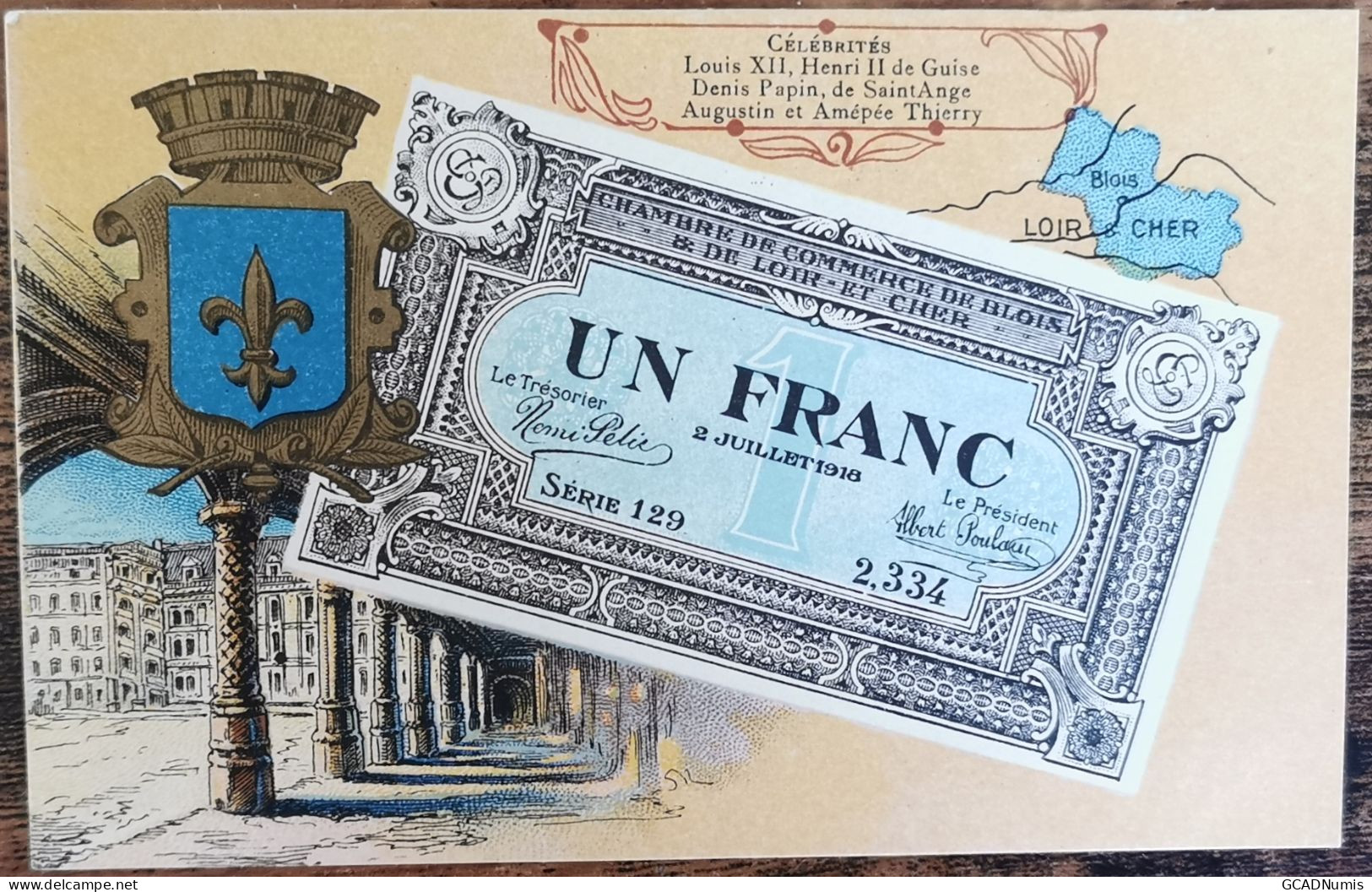 CARTE POSTALE Billet 1 Franc Chambre De Commerce De BLOIS - Loire Et Cher - Blois