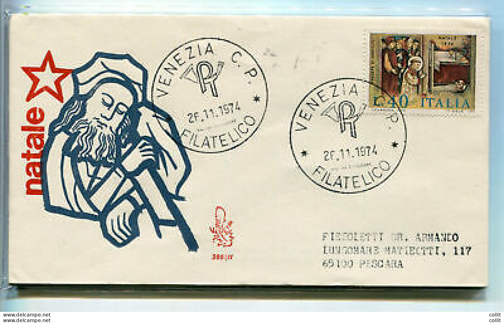 Italia FDC Venetia 1974 Natale  Viaggiata  Per L'Italia - FDC