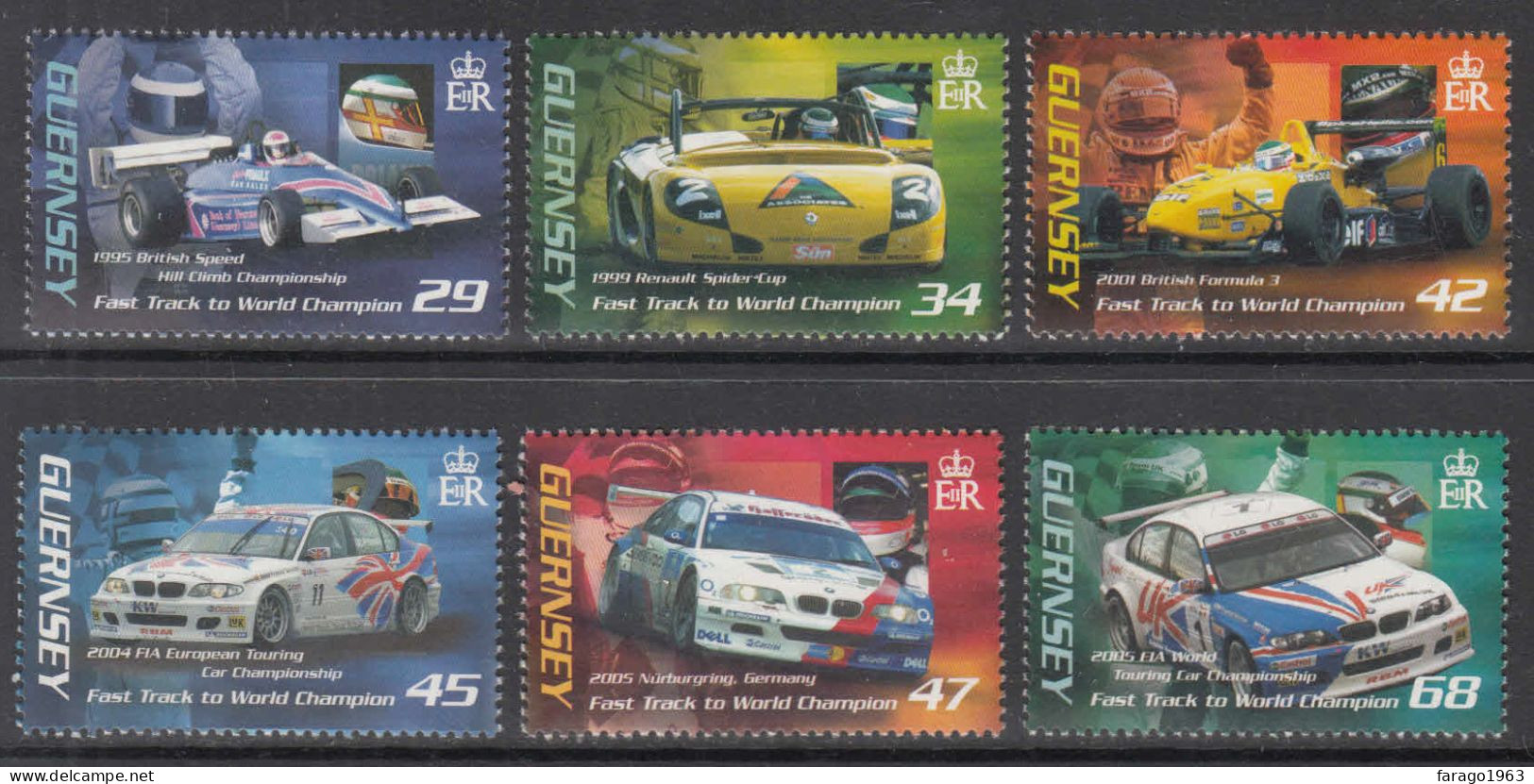 2006 Guernsey Priaulx Race Car Driver Automobiles Racing Complete Set Of 6 MNH - Guernsey