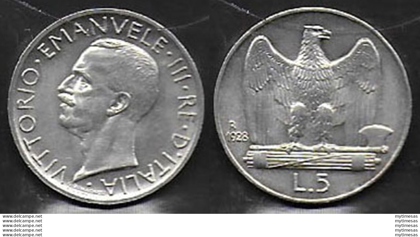 1928 Italia VE III Lire 5 Aquilotto 2 Rosette Argento SPL - 1900-1946 : Vittorio Emanuele III & Umberto II