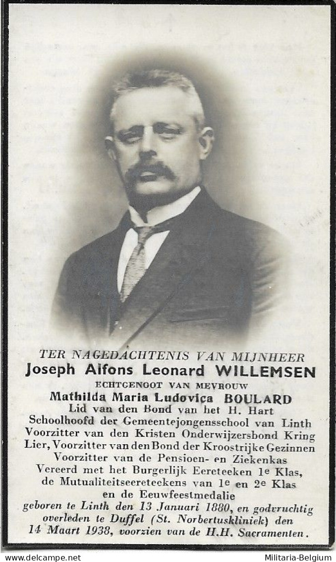 Doodsprentje Van 'Joseph Alfons Leonard Willemsen' - Religion & Esotericism